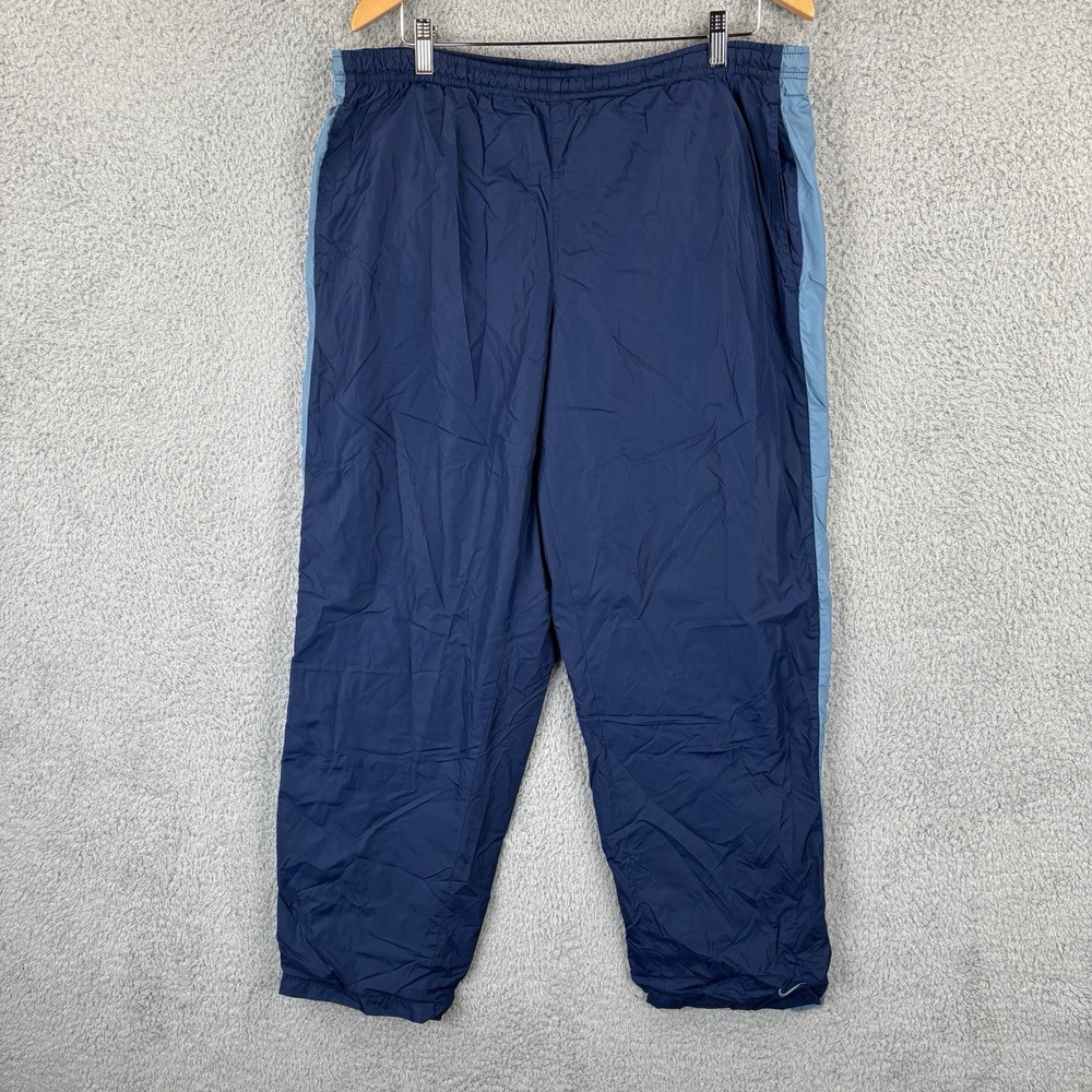 Vintage Nike Track Pants Mens Large Navy Stripe Jersey Lined Windbreaker 90s Y2K